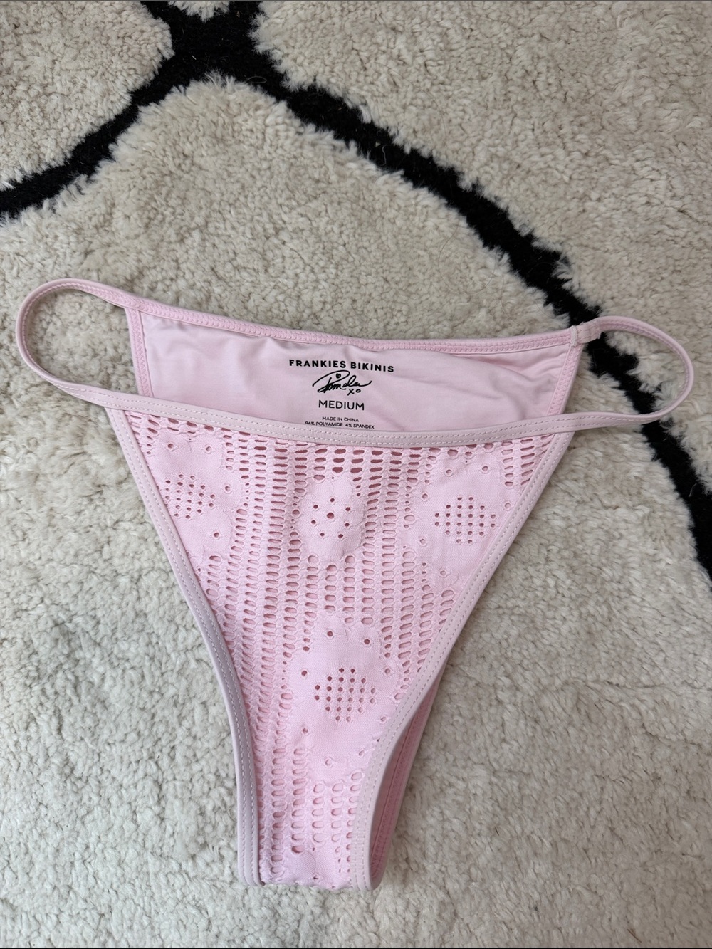 Frankie's Bikinis Light Pink Eyelet High-Cut Bikini Bottom